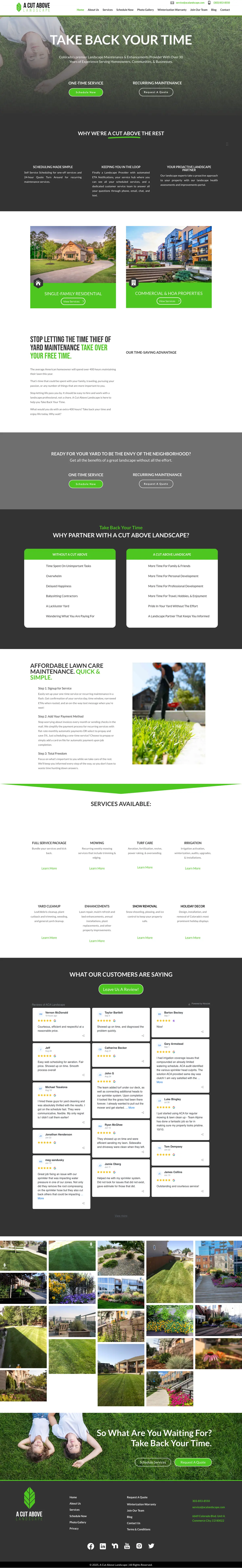 Full page screenshot of the A Cut Above Landscape website