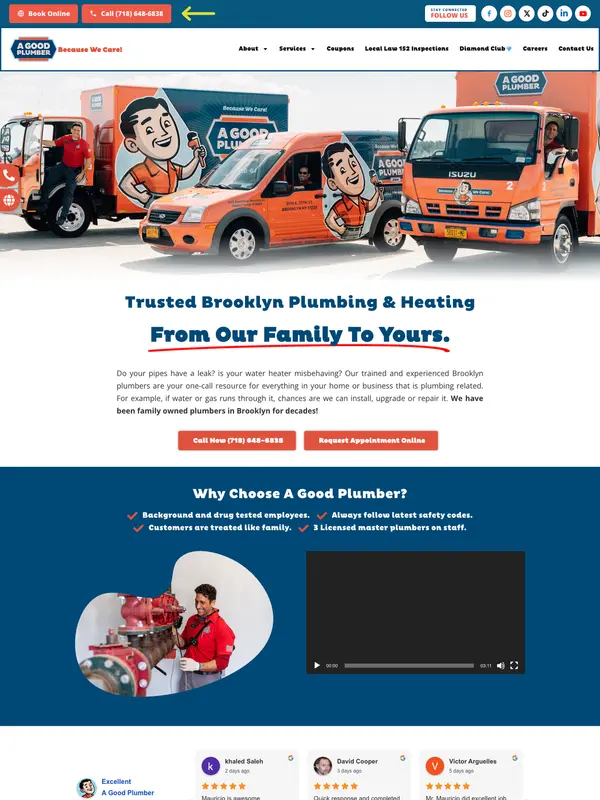 Screenshot of the A Good Plumber website