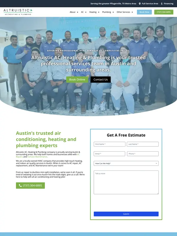 Screenshot of the Altruistic AC website
