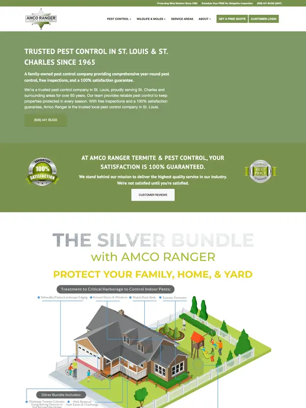 Screenshot of the Amco Ranger Termite & Pest Solutions website