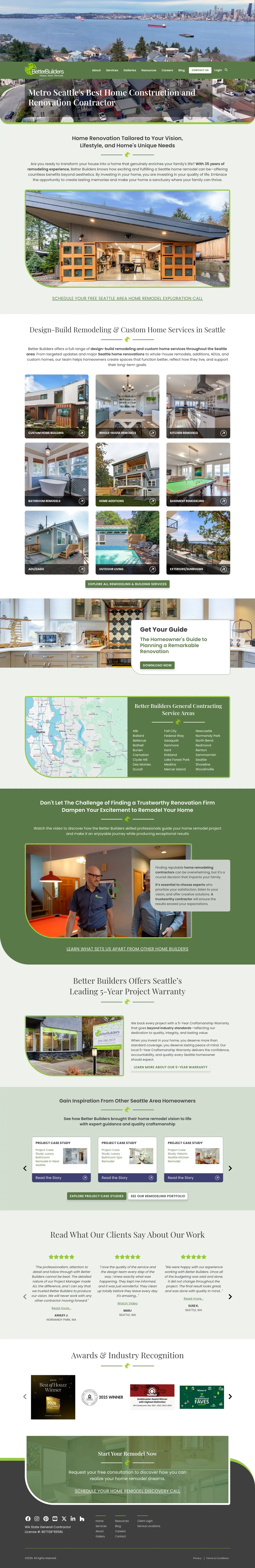 Full page screenshot of the Better Builders website