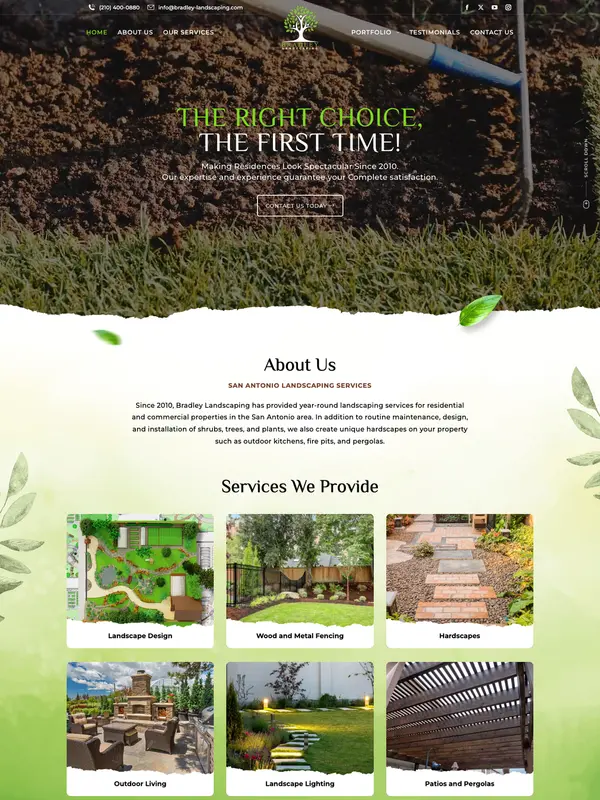 Screenshot of the Bradley Landscaping website