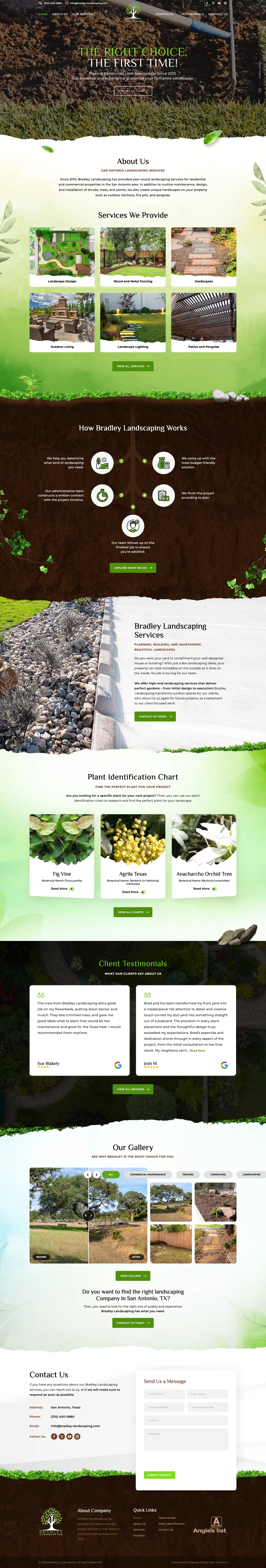 Full page screenshot of the Bradley Landscaping website