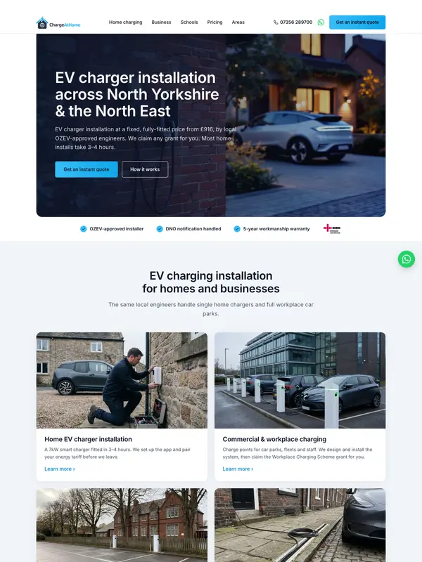Screenshot of the Charge At Home website