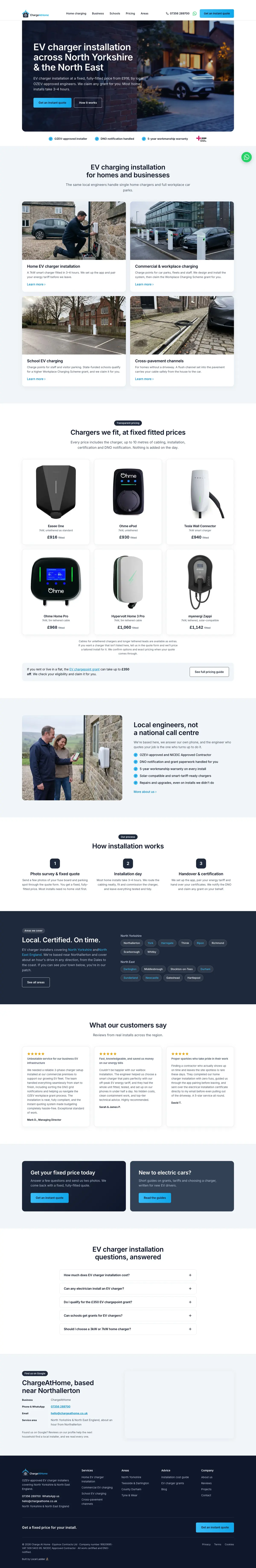 Full page screenshot of the Charge At Home website