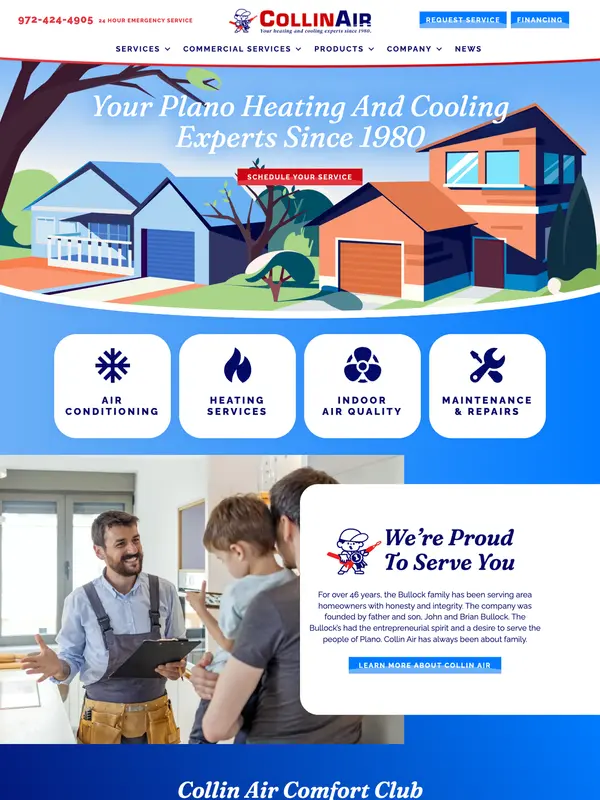 Screenshot of the Collin Air website