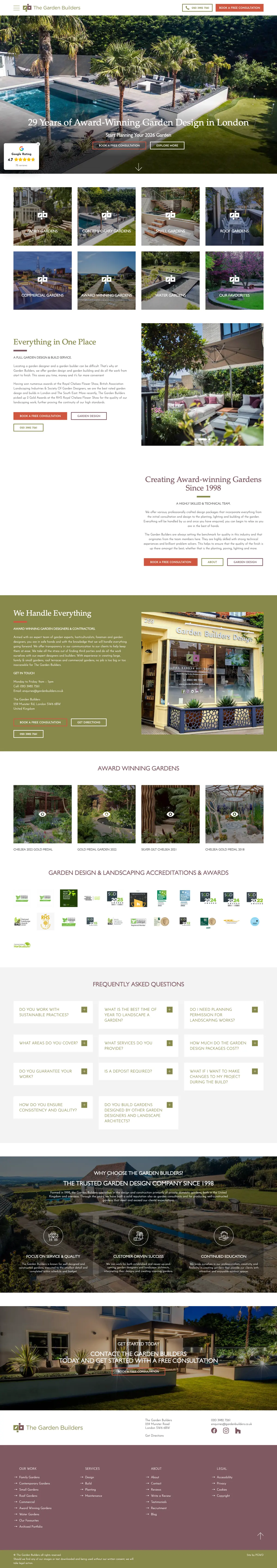 Full page screenshot of the The Garden Builders website