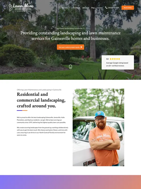 Screenshot of the Lawn More website