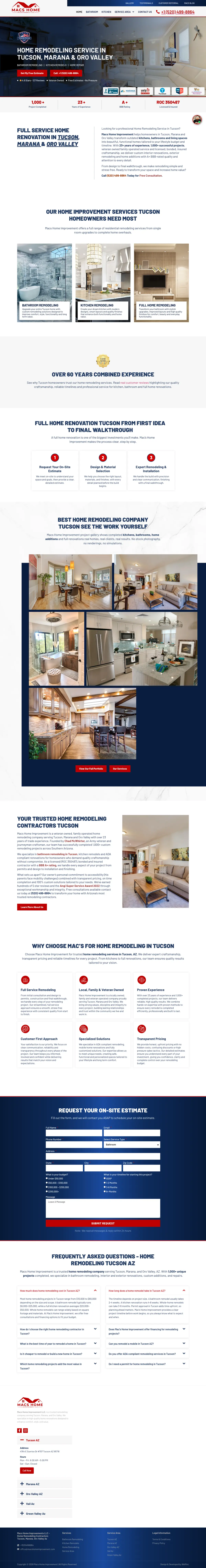 Full page screenshot of the Mac’s Home Improvement website