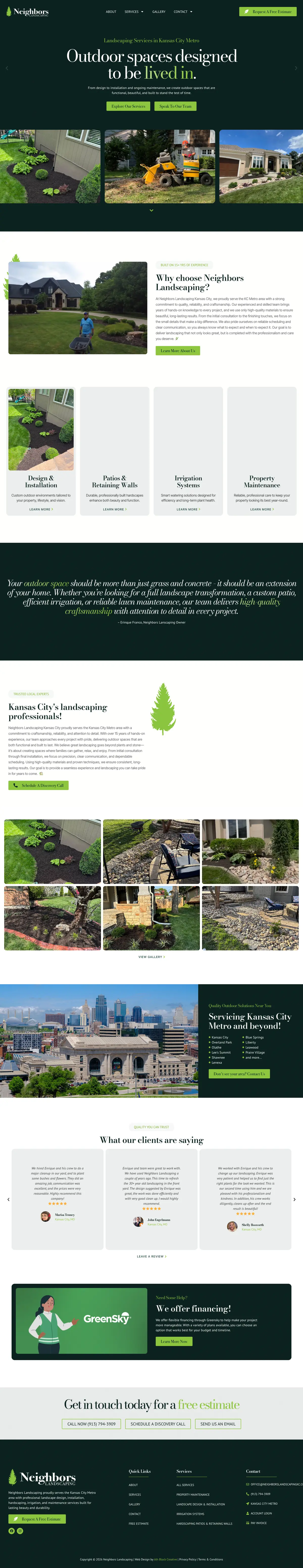 Full page screenshot of the Neighbors Landscaping website