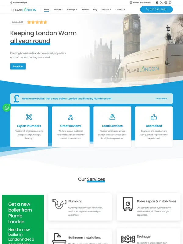 Screenshot of the Plumb London website