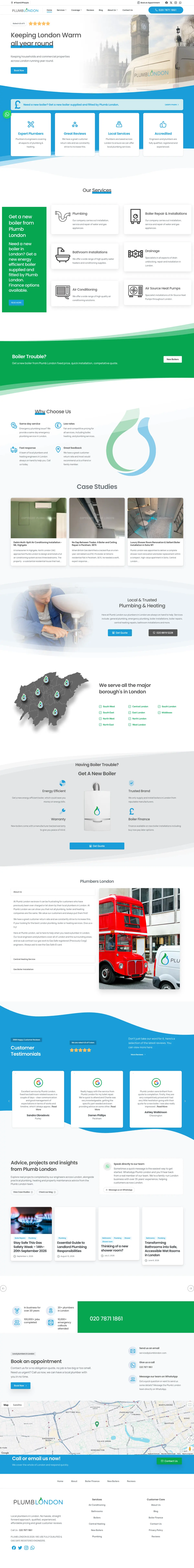 Full page screenshot of the Plumb London website