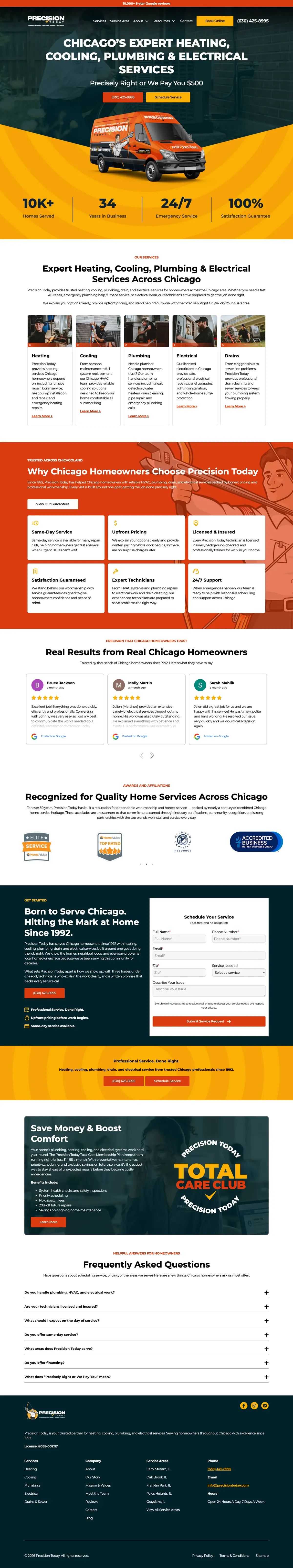 Full page screenshot of the Precision Today website