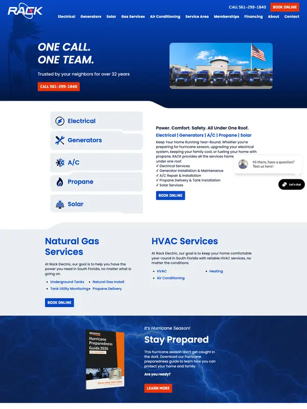 Screenshot of the Rack Electric website