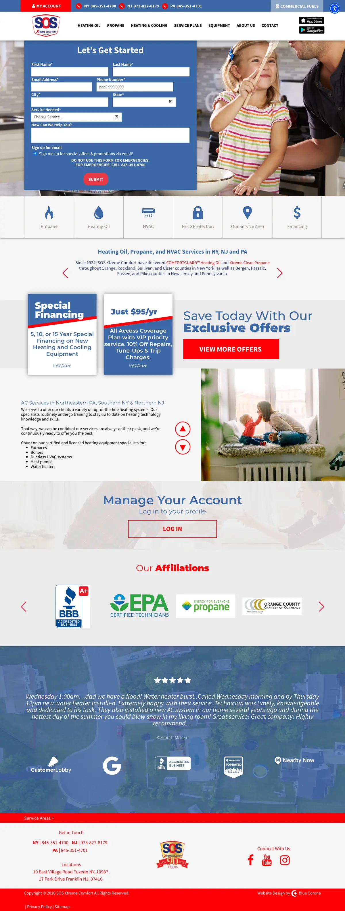 Full page screenshot of the SOS Xtreme Comfort website