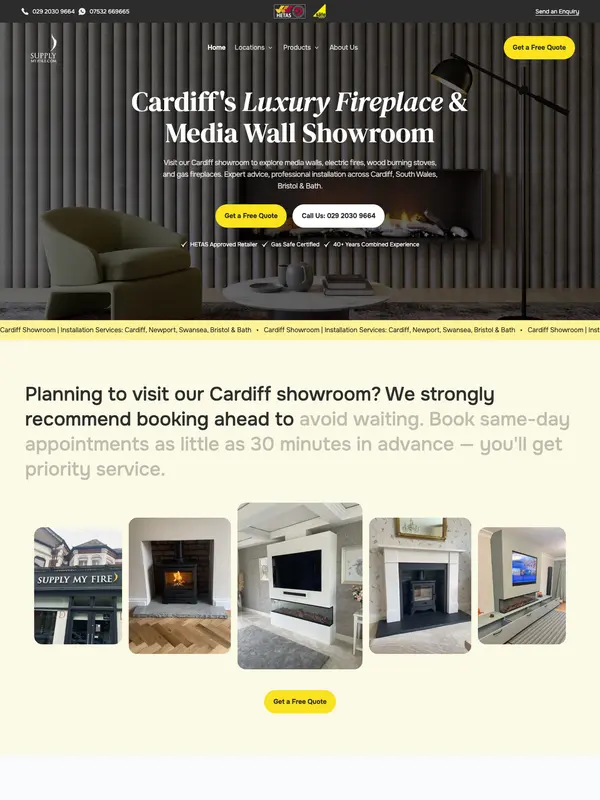 Screenshot of the Supply My Fire website