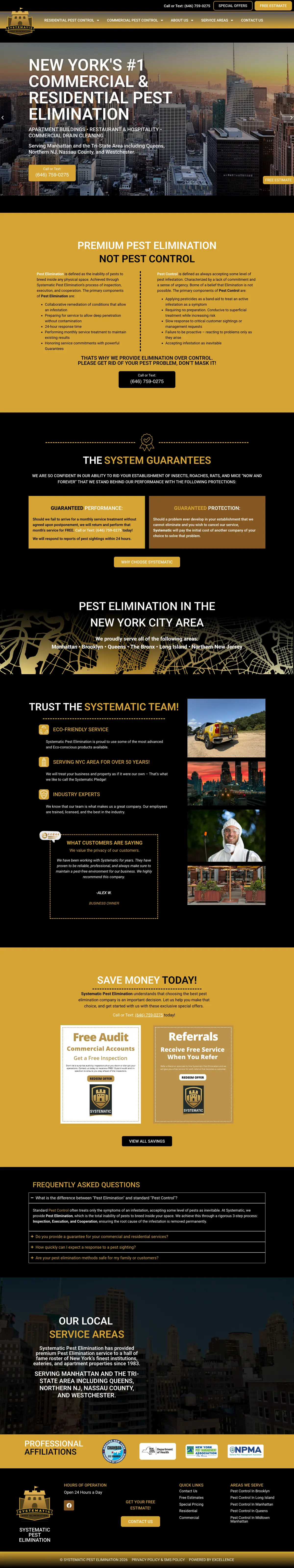 Full page screenshot of the Systematic Pest Elimination website