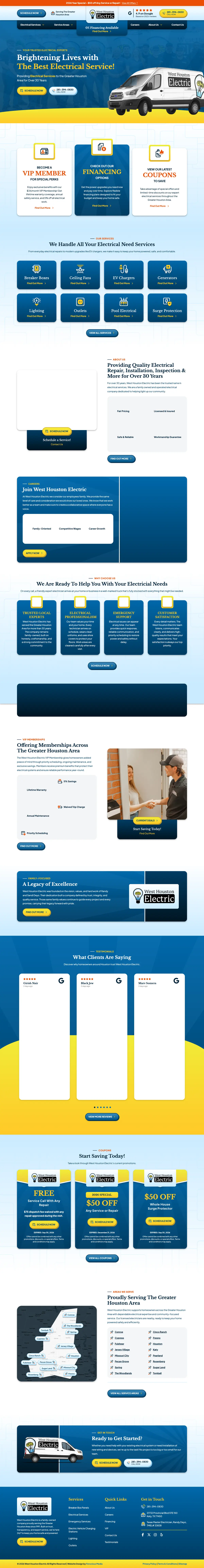 Full page screenshot of the West Houston Electric website